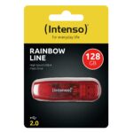 USB atmintinė Intenso 128GB su raudonu skaidriu korpusu
