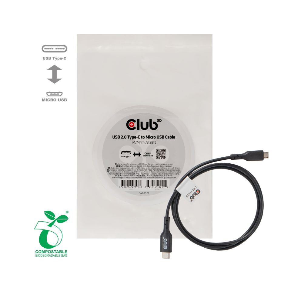 5c749fa1-f258-4852-8439-d84232fb4c0c-1 CABLE USB TO MICRO USB 1M/M/M CAC-1526 CLUB3D