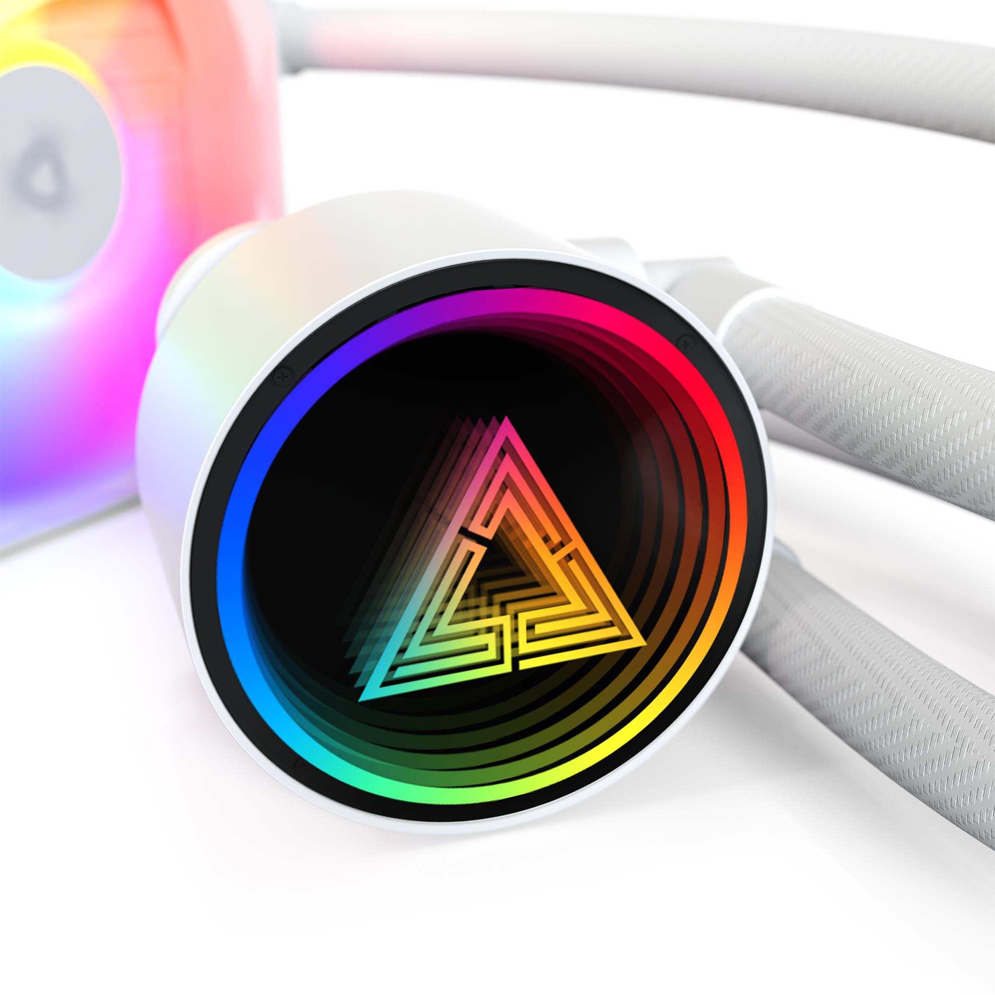 5cb5a902-0091-43af-b145-8e45a6e172d7 Artimasis vaizdas, rodomas LightFlow 240 ARGB (W) aušintuvo siurblys su RGB apšvietimu