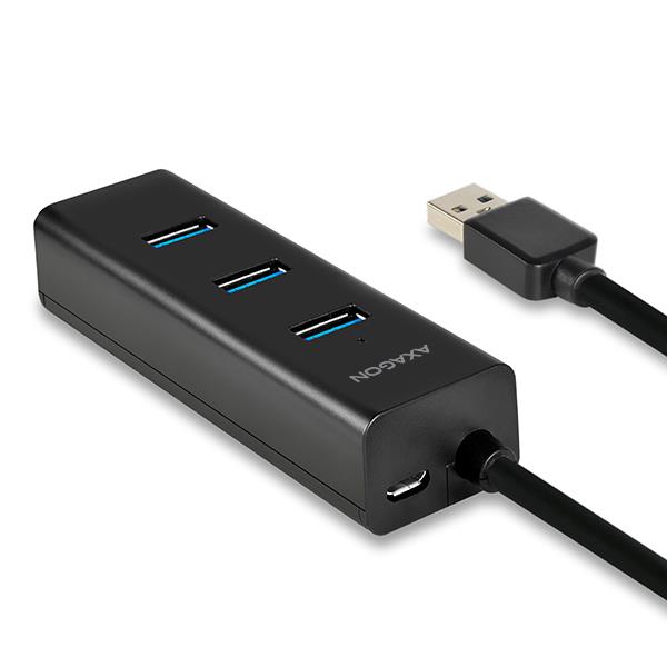 5ccb0a0c-5f14-4c8e-ac50-def962075de5 USB 3.0 hub'as AXAGON HUE-S2B su keturiais prievadais, šoninis vaizdas