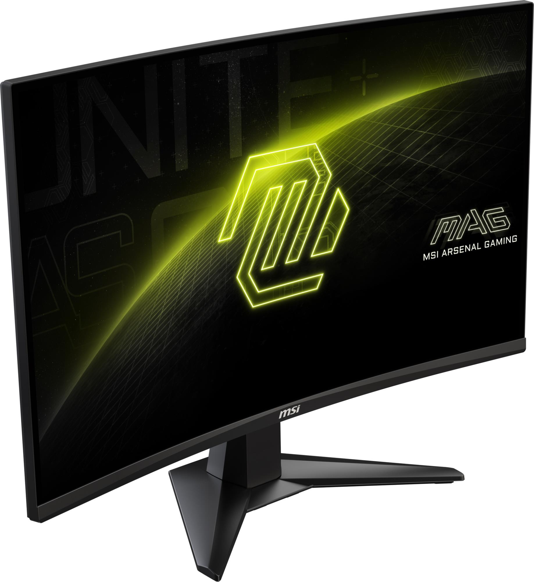 5d414d37-f4ca-4d56-bb7d-2ec2e45b5f26 Monitorius MSI MAG27CQ6F, šoninis vaizdas su išlenktu ekranu