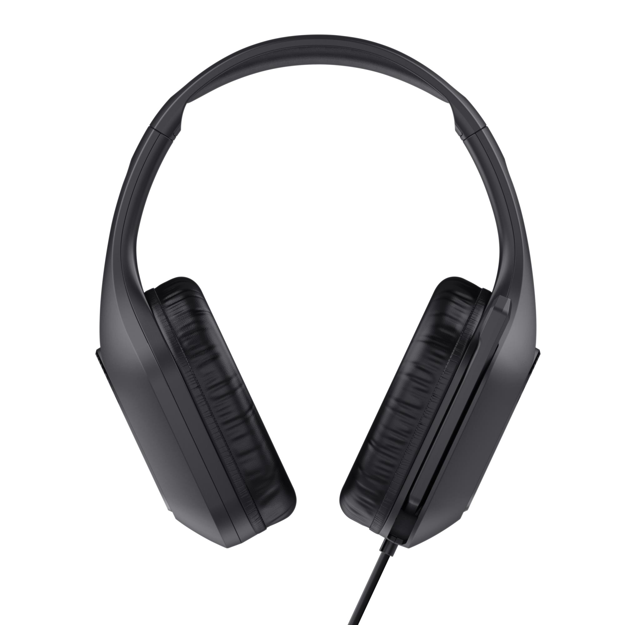 5ddc5a7a-8560-4792-949d-7dace87d26ce Ausinės GXT415 ZIROX juodos spalvos, matomas šoninis vaizdas