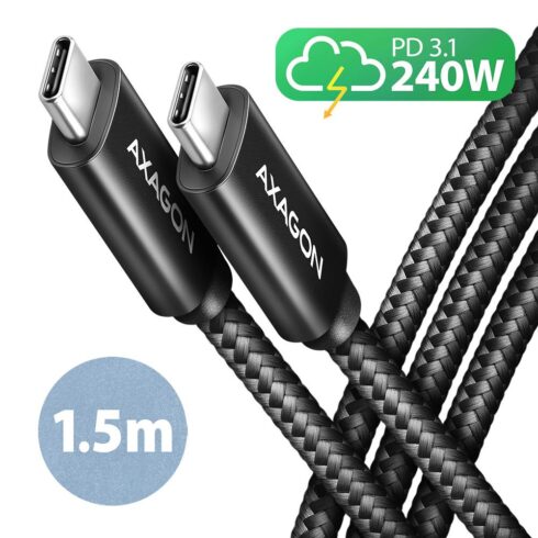 USB-C į USB-C laidas 1.5m, 240W, juodas