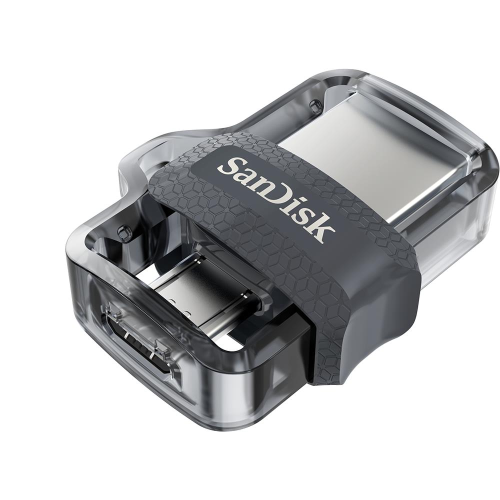 611d1a12-503c-4539-ba41-0de8c4642686 USB atmintinė SanDisk su micro-USB ir USB 3.0 jungtimis, šoninis vaizdas