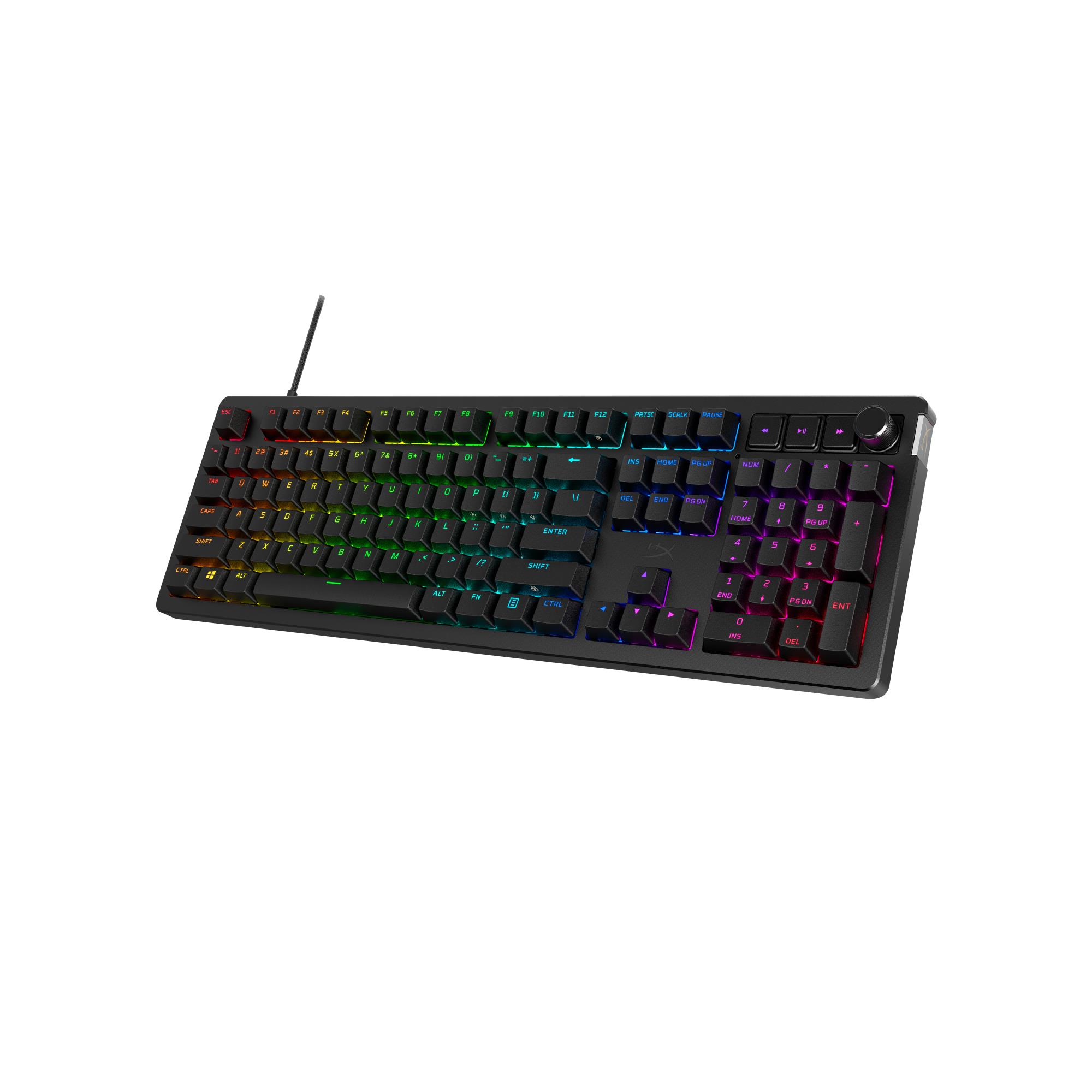 62ad71c6-8728-4d2f-a360-138f8a506257 Klaviatūra HyperX Alloy Rise, juoda, šoninis vaizdas su apšvietimu