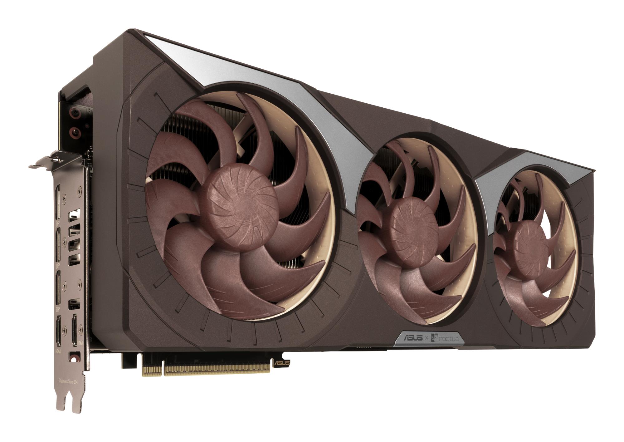 64706db7-0606-4c9c-92bc-eaf22dd69bac Vaizdo plokštė ASUS NVIDIA GeForce RTX 5080, šoninis vaizdas su jungtimis
