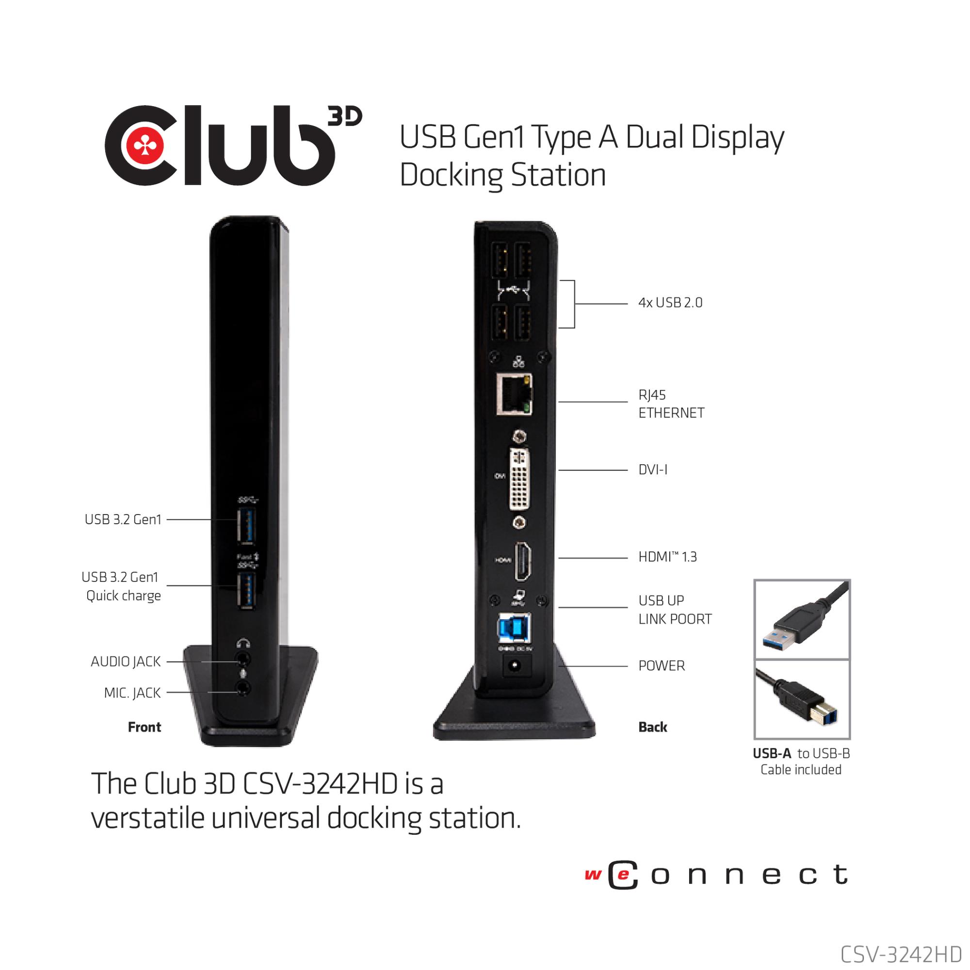64f8fba3-e56d-4e41-8220-0fa21ea9e611 Dokų stotelė CSV-3242HD su matomais USB ir Ethernet prievadais