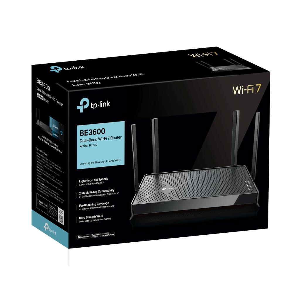 65039e17-0d23-4946-a2f1-94e49a4370a9 Wireless Router TP-LINK Wireless Router 3600 Mbps Wi-Fi 7 USB 3.0 3x10/100/1000M 1x2.5GbE LAN WAN ports 1 Number of antennas 4 ARCHERBE230