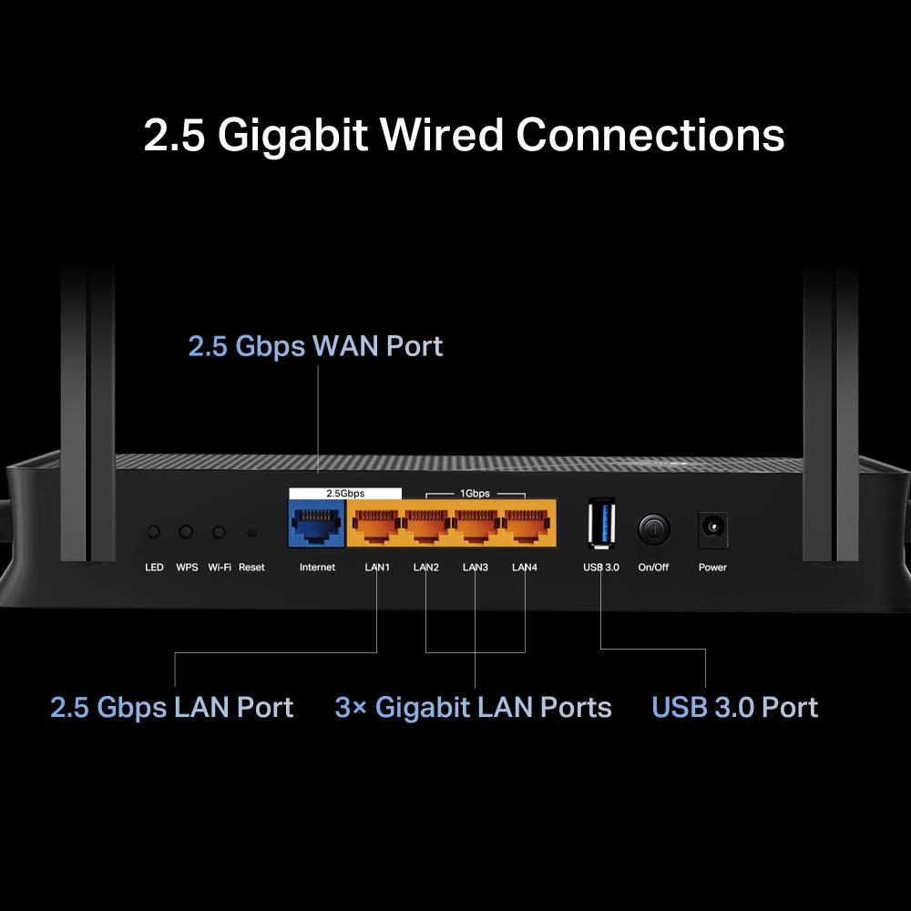 66aa87d7-edaf-4694-81d8-b00bf5a66665 Wireless Router TP-LINK Wireless Router 3600 Mbps Wi-Fi 7 USB 3.0 3x10/100/1000M 1x2.5GbE LAN WAN ports 1 Number of antennas 4 ARCHERBE230