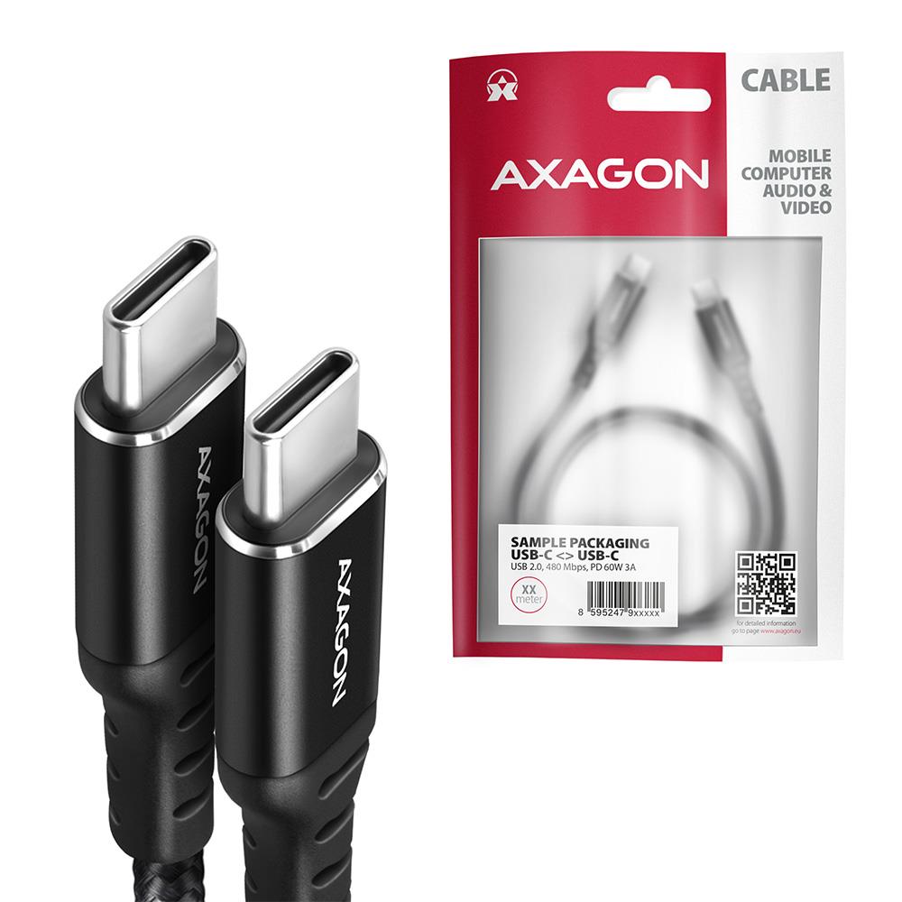 66e31c3e-0570-4efe-852f-43f17aa70197 CABLE USB-C TO USB-C 3M 60W/HQ BLACK BUCM-CM30AB AXAGON