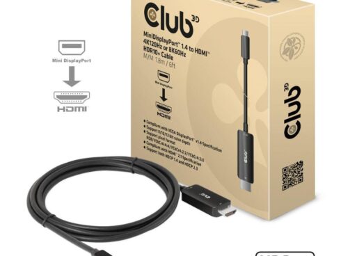 CABLE MINIDP TO HDMI 1.8M/M/M CAC-1187 CLUB3D