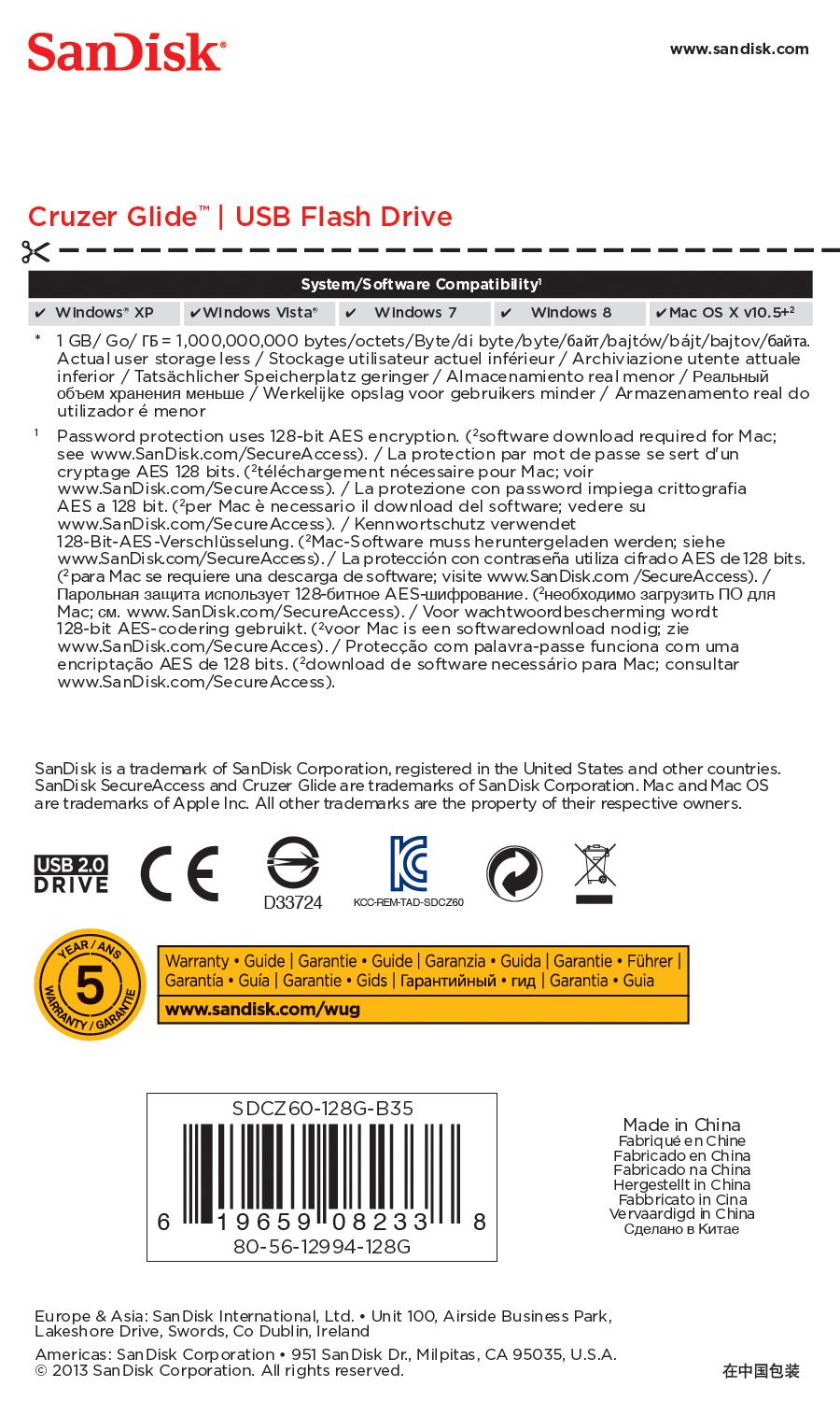 688eac1a-1ae1-40c6-bd4a-ce7a076eb403 MEMORY DRIVE FLASH USB2 128GB/SDCZ60-128G-B35 SANDISK