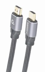 HDMI laidas su metaliniais jungtimis, matomas iš šono