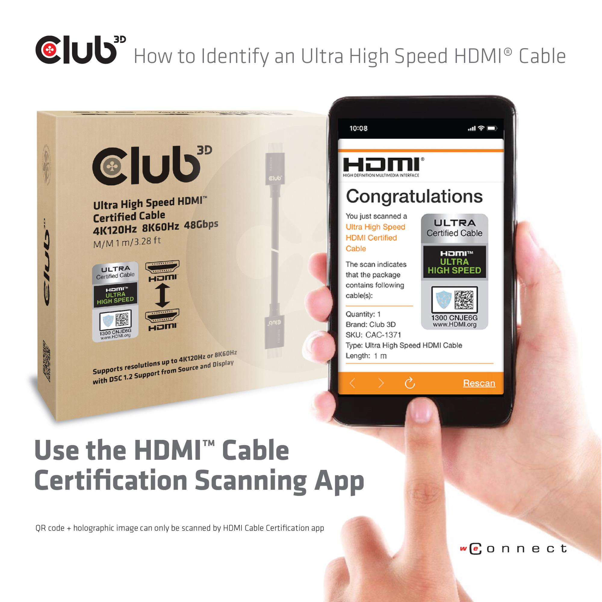 69d90dd9-25f7-4b6d-8299-4787dbfe7119 CABLE HDMI TO HDMI 1M/M/M CAC-1371 CLUB3D