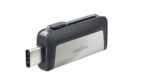 USB-C atmintukas SanDisk 128GB su slidžiu korpusu, matomas iš šono