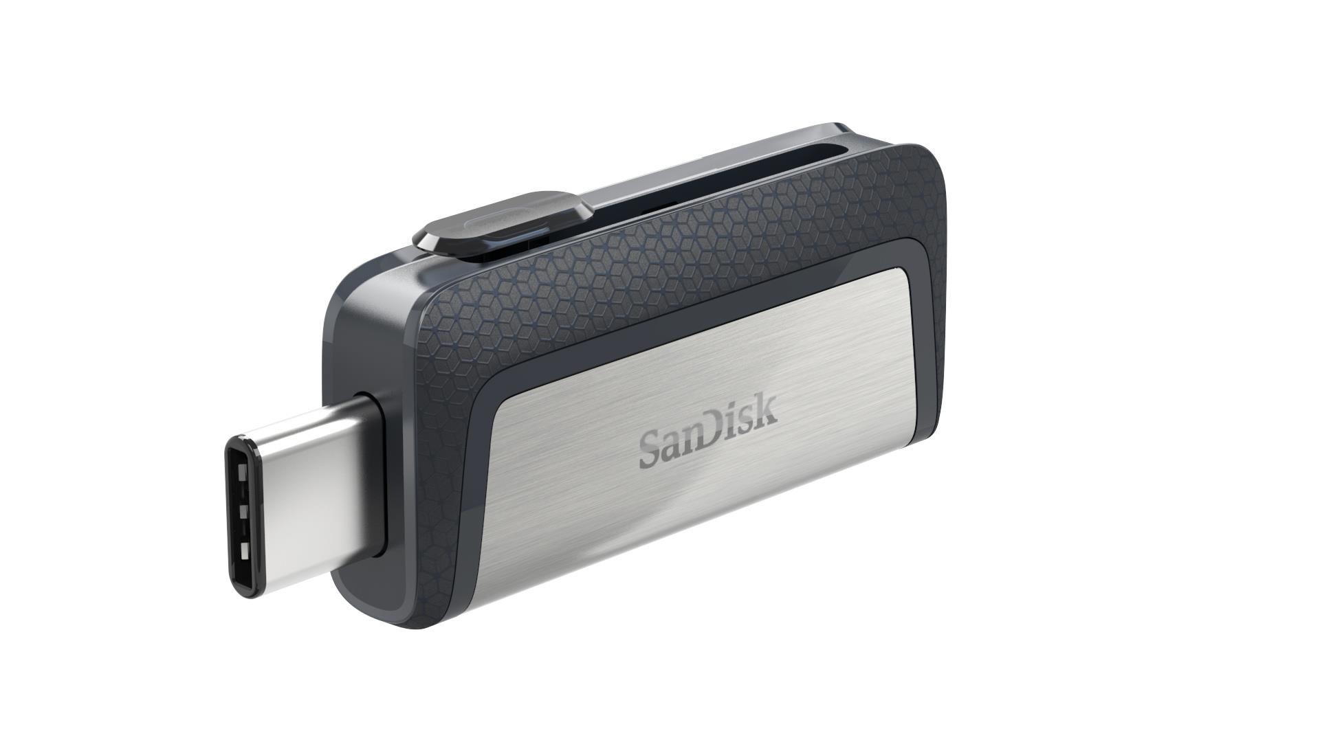 6a3e740b-2d1e-4907-bbd9-f1b35549ac77 USB-C atmintukas SanDisk 128GB su slidžiu korpusu, matomas iš šono