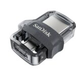 USB atmintinė SanDisk 128GB su slidžiu korpusu, matoma iš šono