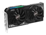 Vaizdo plokštė ASROCK Intel Arc B570, šoninis vaizdas su dvigubais ventiliatoriais