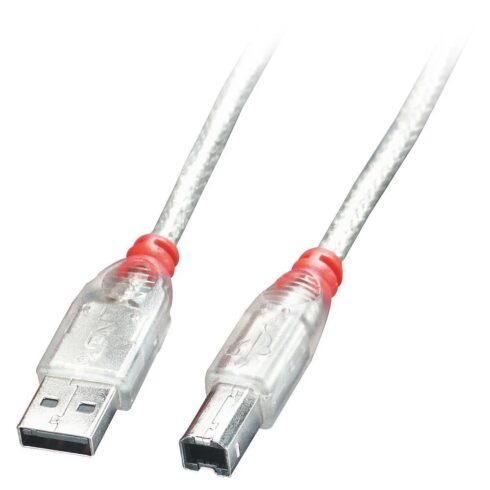 USB 2.0 A-B laidas, 2 m, skaidrus