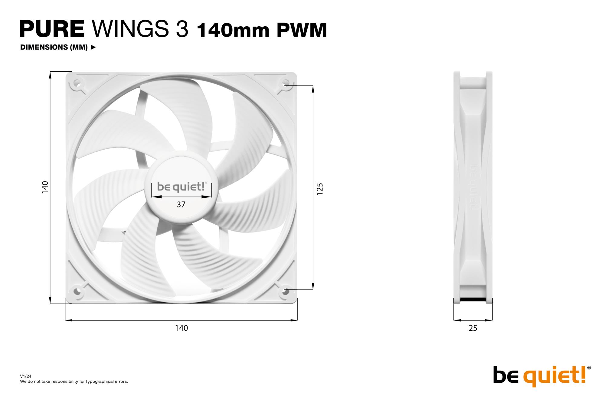 6e6d3c44-0547-433c-b42a-52fea676064a CASE FAN 140MM PURE WINGS 3/WHITE PWM BL112 BE QUIET