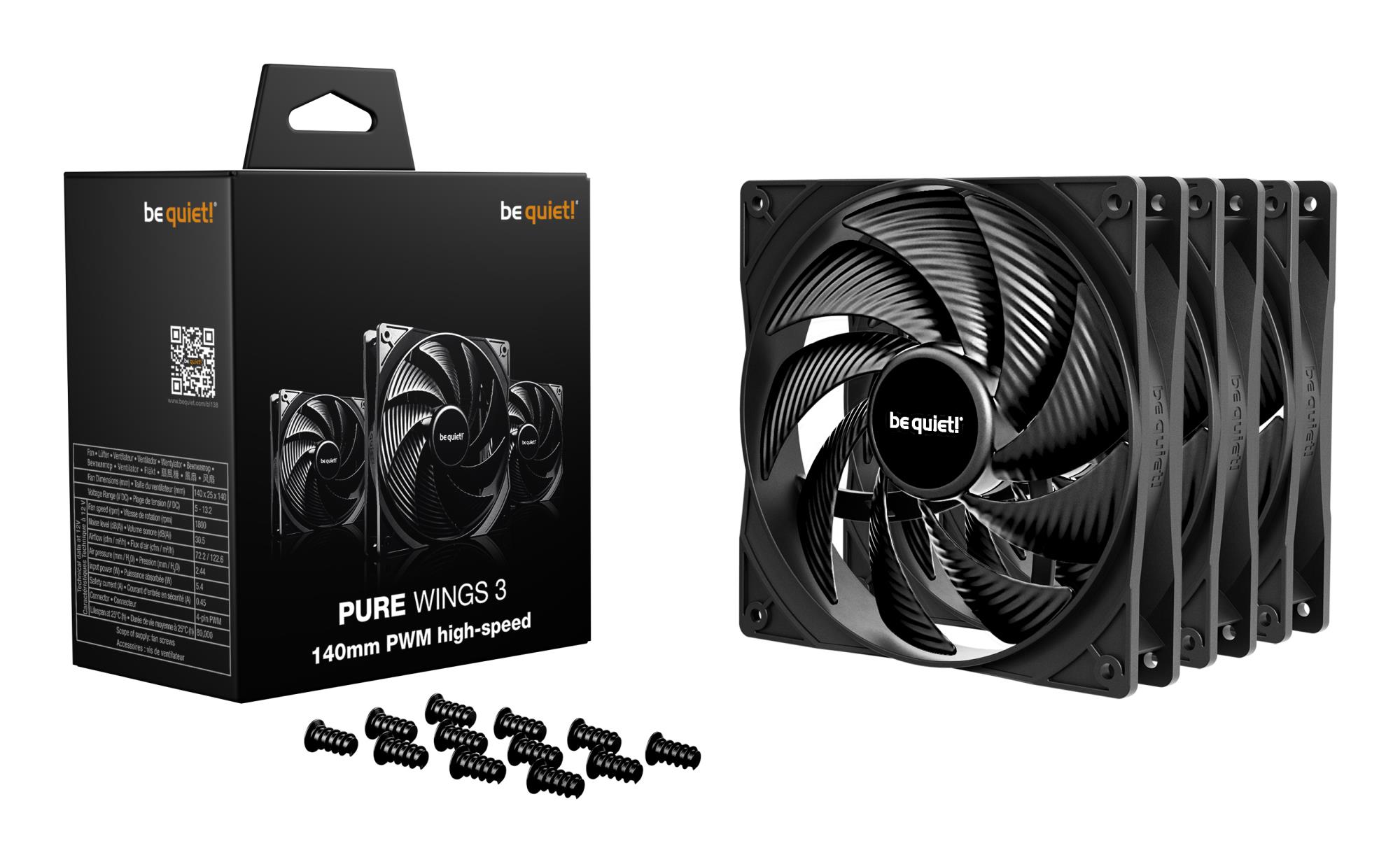70c94ca3-3690-4515-b19a-ecb990e3b5a6 CASE FAN 140MM PURE WINGS 3/PWM HS 3PACK BL138 BE QUIET