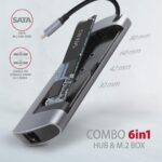I/O HUB USB-C 6IN1 SATA M.2/0.18M HMC-6M2 AXAGON