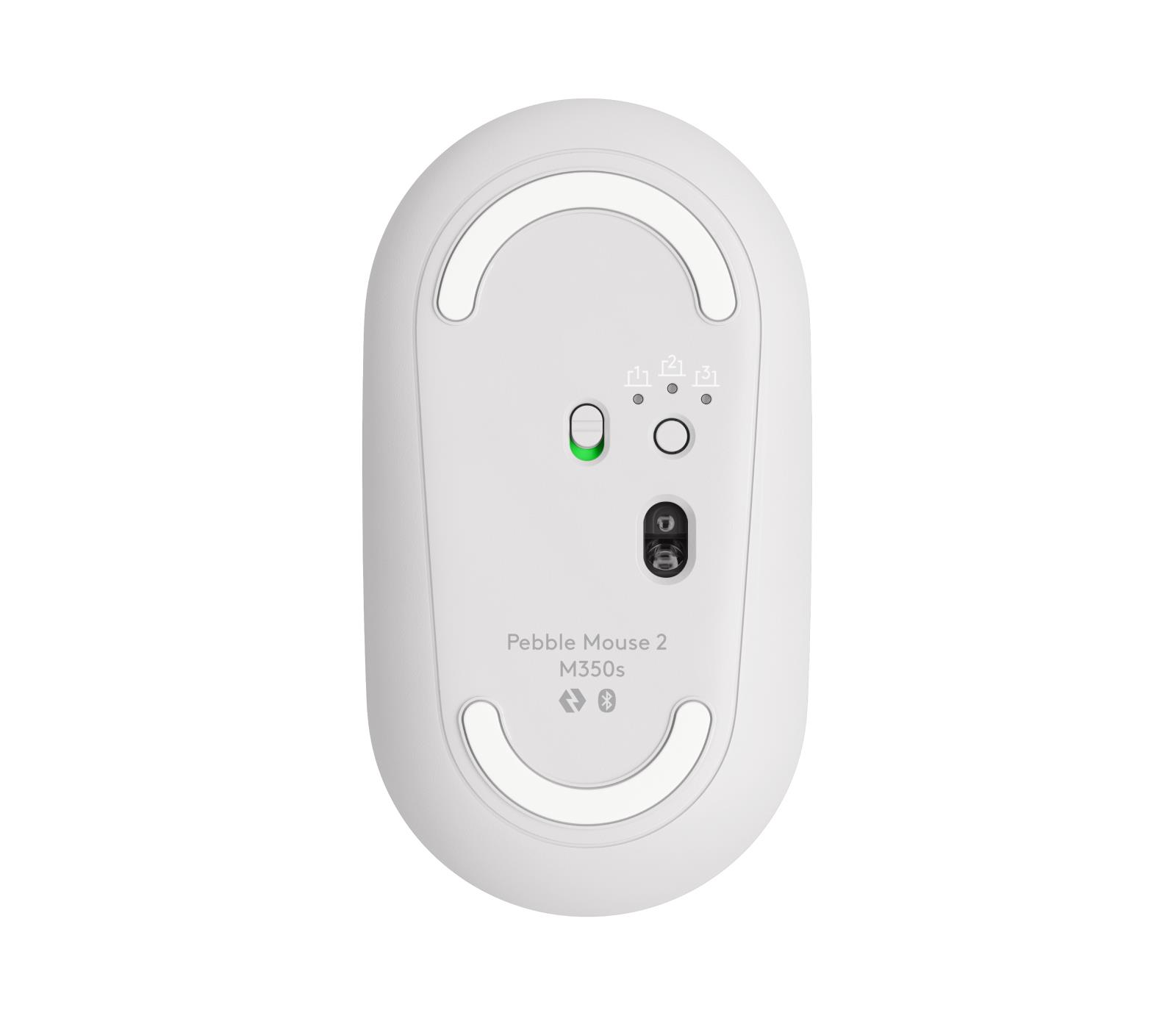71e599f2-6f7d-4905-9b98-c582747bb94c Pelė Logitech M350S, balta, šoninis vaizdas su mygtukais