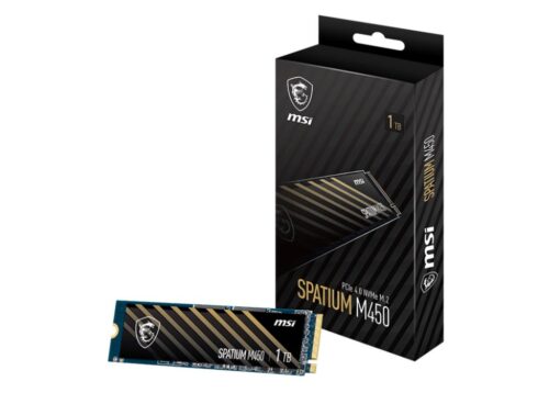 SSD MSI SPATIUM M450 1TB M.2 PCIe Gen4 NVMe 3D NAND Write speed 2400 MBytes/sec Read speed 3400 MBytes/sec 2.15mm TBW 350 TB MTBF 1500000 hours S78-440L0M0-P83