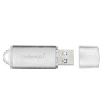 USB atmintinė Intenso 64GB su sidabriniu korpusu, iš šono