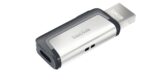 USB-C atmintukas SanDisk 128GB, šoninis vaizdas su atidarytu korpusu