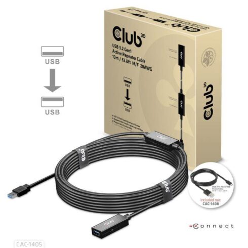 USB 3.2 aktyvus kartotuvas 10m M/F, modelis CAC-1405