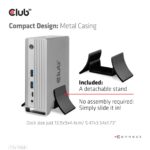 Doko stotelė su USB-C jungtimi, matoma iš šono, rodo prievadų išdėstymą