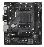 ASROCK A520M-HVS motininė plokštė, matoma iš šono su prievadų išdėstymu
