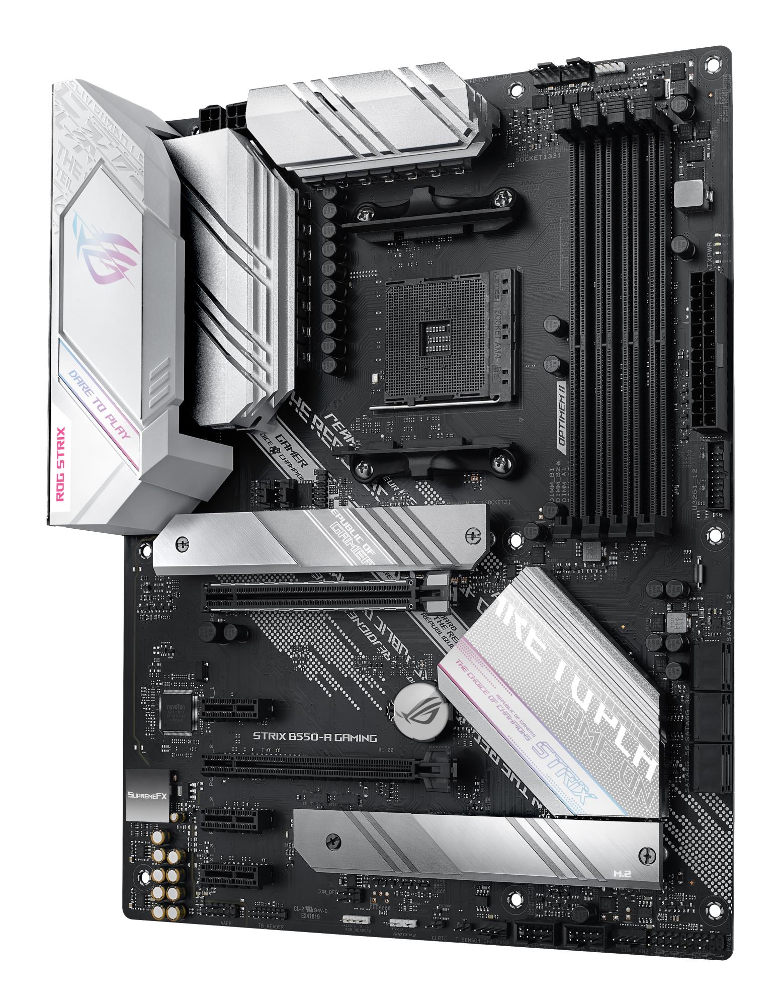 7bedb099-e8c8-4ee7-b55e-9e4c72af4c4e Mainboard ASUS AMD B550 SAM4 ATX 3xPCI-Express 3.0 1x 1xPCI-Express 3.0 4x 1xPCI-Express 4.0 16x 2xM.2 Memory DDR4 Memory slots 4 1xHDMI 1xDisplayPort 2xAudio-In 3xAudio-Out 2xUSB 2.0 1xUSB type C 5xUSB 3.2 1xOptical S/PDIF 1xRJ45 ROGSTRIXB550-AGAMING