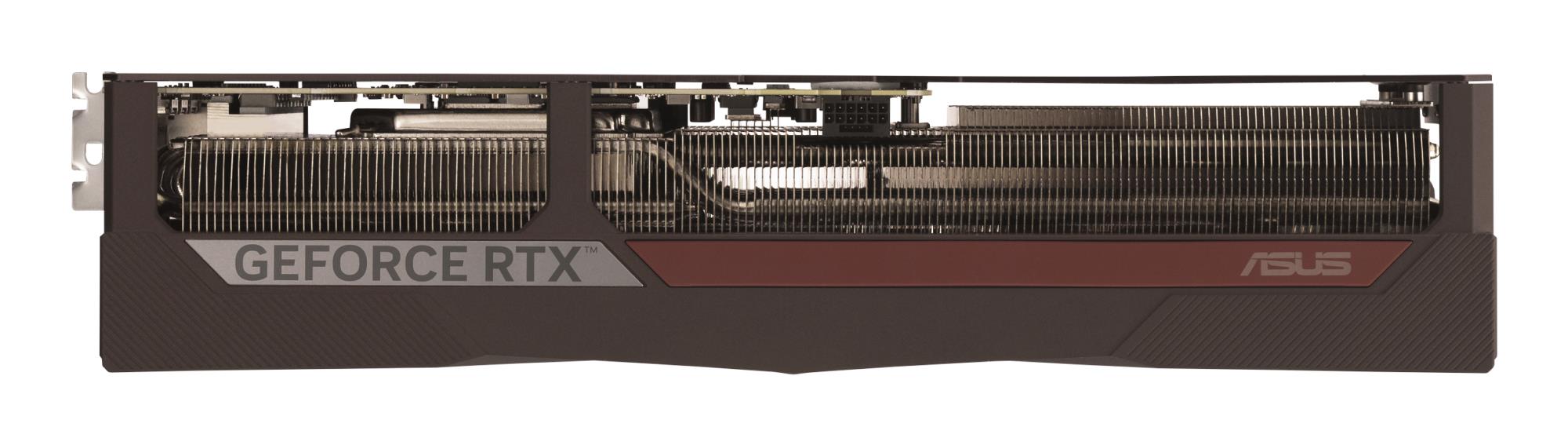 7c45d274-dac4-468b-9ebf-4e042cb51532 Vaizdo plokštė ASUS NVIDIA GeForce RTX 5080, šoninis vaizdas su jungtimis