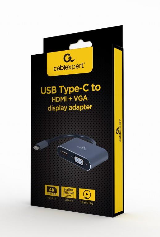7c48f39e-a687-409c-9c92-3a912ee5032c USB-C adapter su HDMI ir VGA jungtimis, pilkas