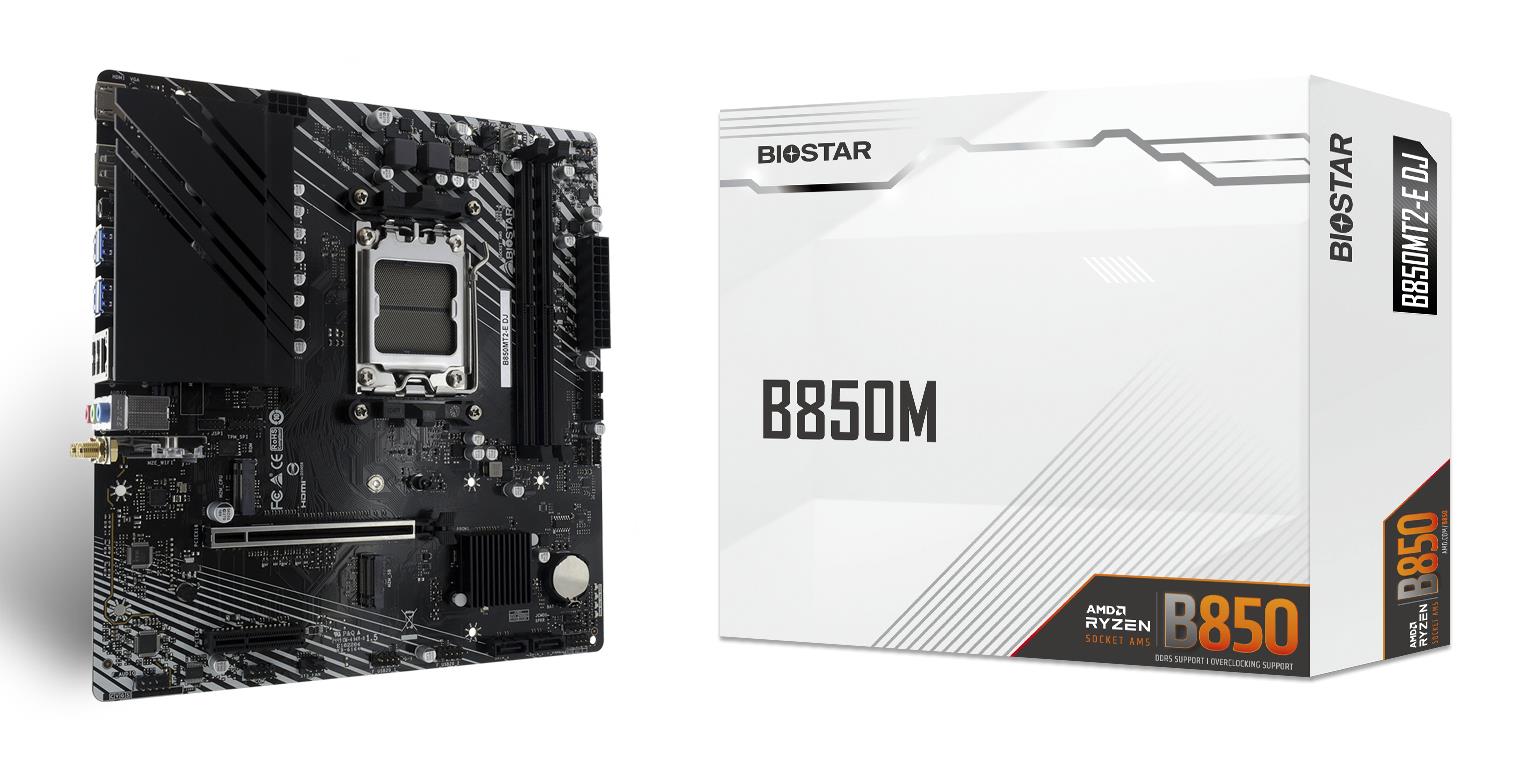 7d09003d-7abd-405c-ad58-741a54119215 BIOSTAR B850MT2-EDJ motininė plokštė, nuotrauka iš viršaus