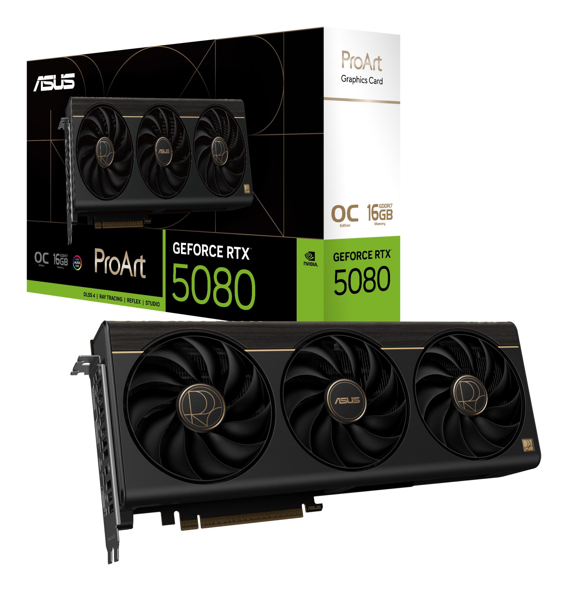 7e16f8f6-f183-4806-a36e-d97dd88f37d9 Graphics Card ASUS NVIDIA GeForce RTX 5080 16 GB GDDR7 256 bit PCI Express 5.0 Active PROART-RTX5080-O16G
