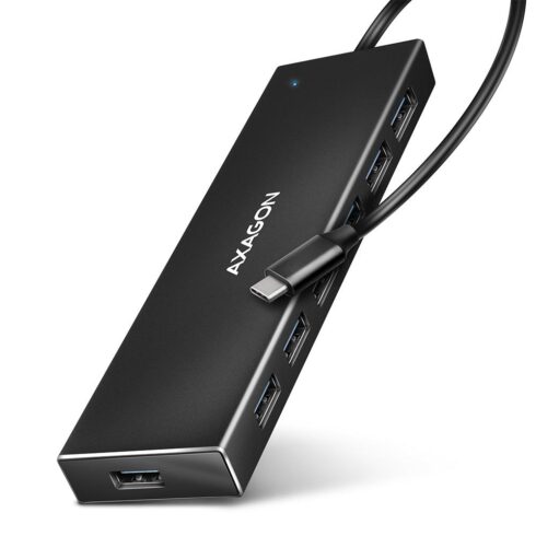 USB-C 7 prievadų hub'as AXAGON HUE-F7C su 30 cm ilgio kabeliu