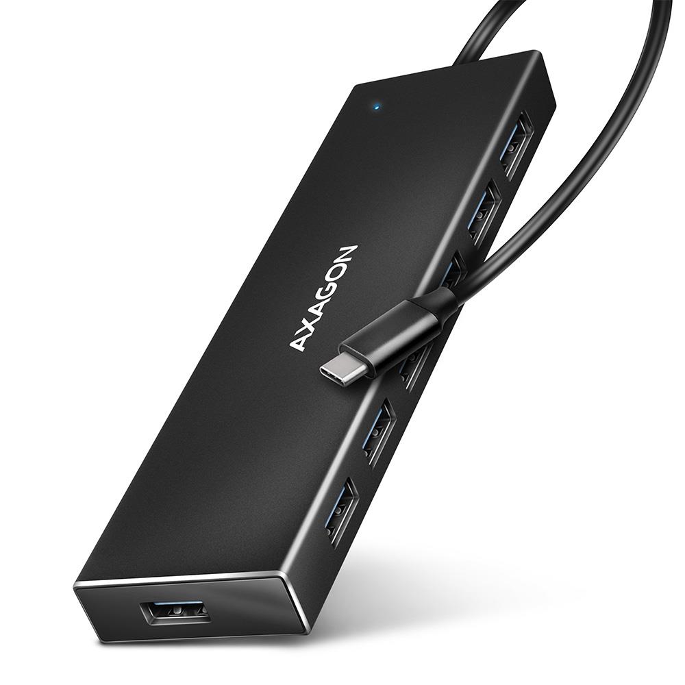 809de57c-60a1-4f02-a72c-57be7c65ef2d USB-C 7 prievadų hub'as AXAGON HUE-F7C su 30 cm ilgio kabeliu