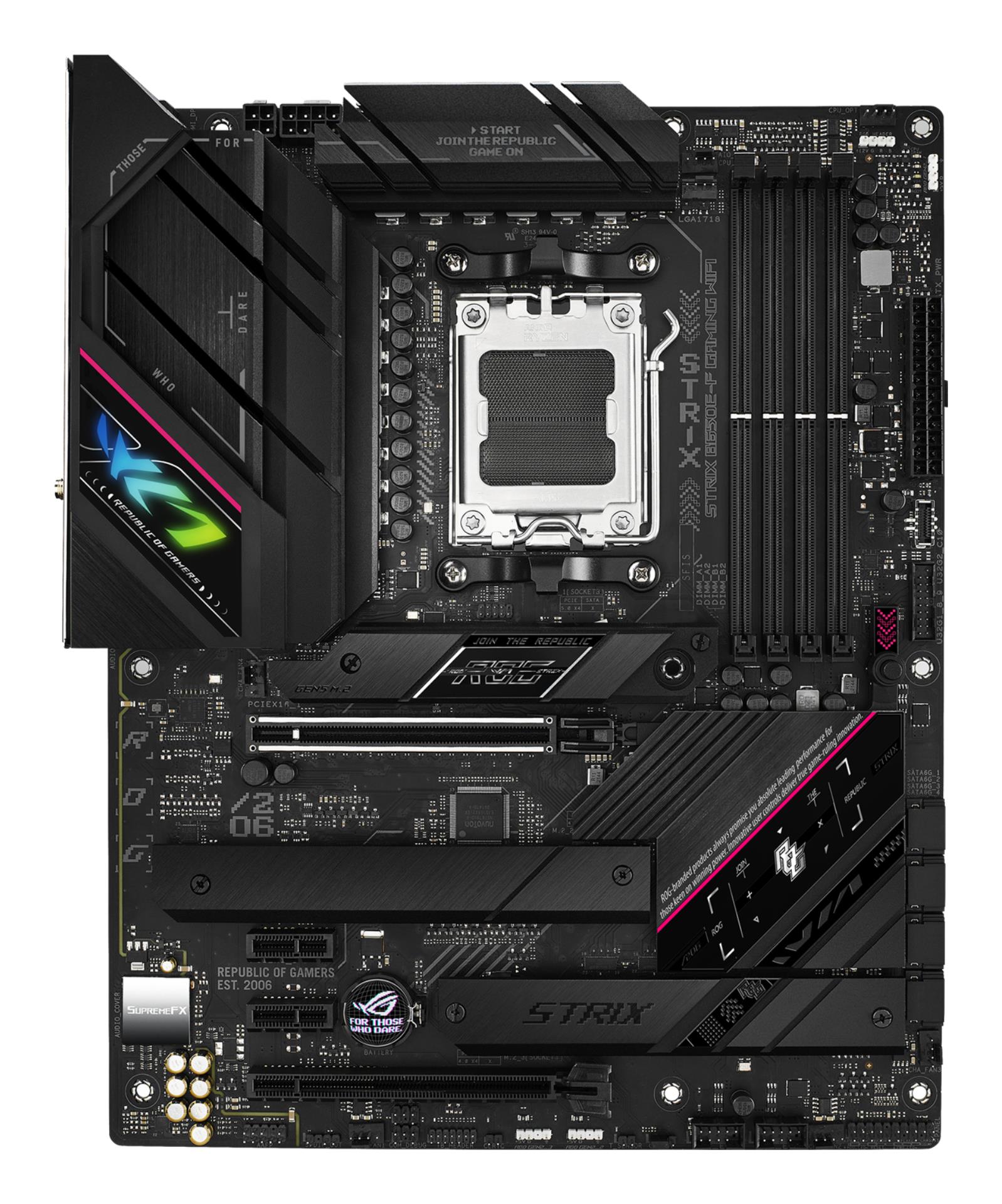 824edf08-8e8f-4128-a647-9c20f7e46fb6 Mainboard ASUS AMD B650 SAM5 ATX Memory DDR5 Memory slots 4 2xPCI-Express 4.0 1x 1xPCI-Express 4.0 16x 1xPCI-Express 5.0 16x 3xM.2 1xHDMI 1xDisplayPort 4xUSB 2.0 6xUSB 3.2 2xUSB-C 1xRJ45 5xAudio port STRIXB650E-FGAMINGWIFI