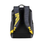 Kuprinė su šoniniu vaizdu, matomi dirželiai ir užtrauktukai