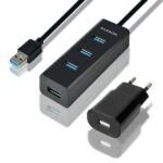 AXAGON HUE-S2BP USB 3.0 4-port hub su 1.2 m ilgio kabeliu