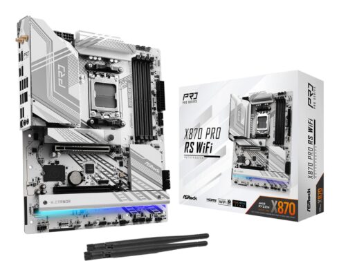 ASROCK X870 PRO RS WIFI motininė plokštė su DDR5 atmintimi ir 4 M.2 lizdais