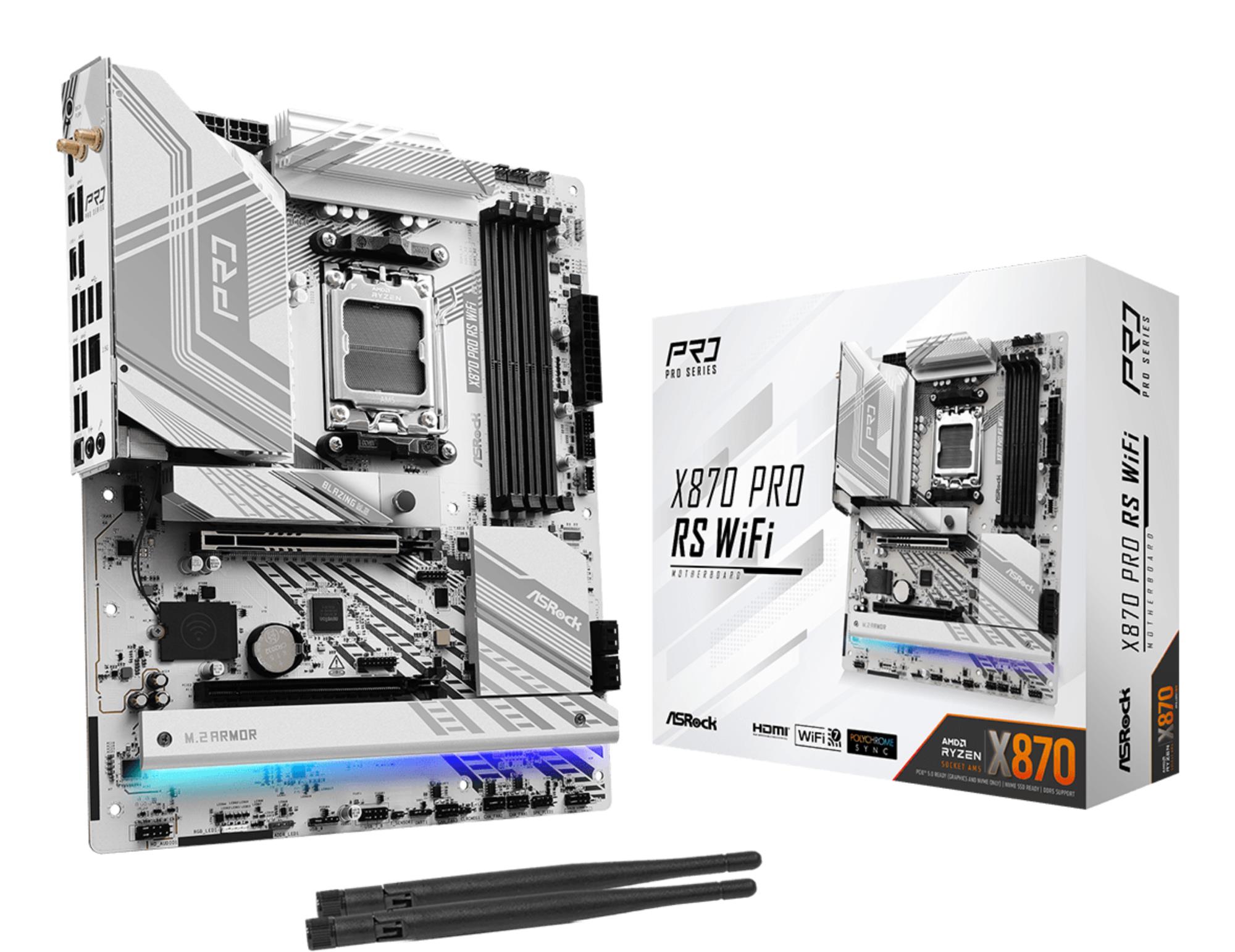 87fe44fb-4095-4fae-973c-bae6dd7a19fe ASROCK X870 PRO RS WIFI motininė plokštė su DDR5 atmintimi ir 4 M.2 lizdais