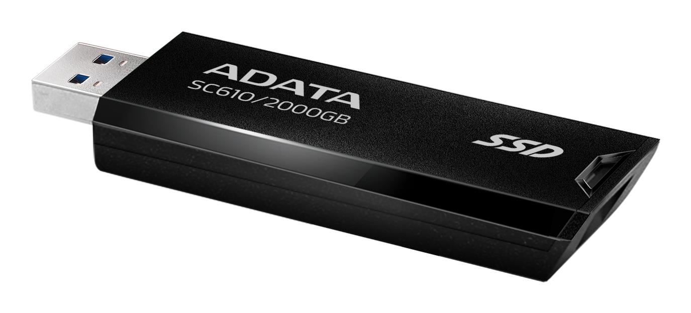 8871c232-e951-439f-aa5b-e297f449cc8a External SSD ADATA SC610 2TB USB 3.2 Write speed 500 MBytes/sec Read speed 550 MBytes/sec SC610-2000G-CBK/RD