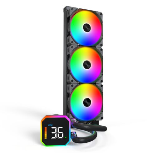 CPU aušintuvas Montech HyperFlow Digital 360 su juodu korpusu