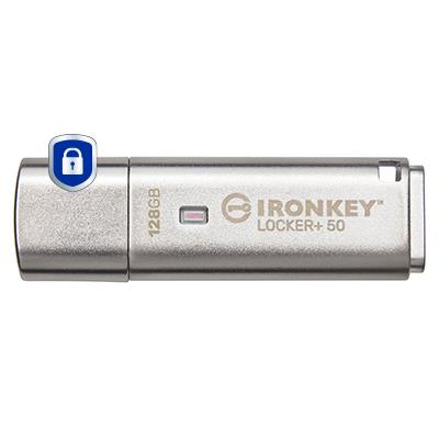 89aa3693-2ebb-4f1c-9f12-32eb7fe98d59 Kingston IronKey Locker+ 50 USB atmintinė su 128GB talpa