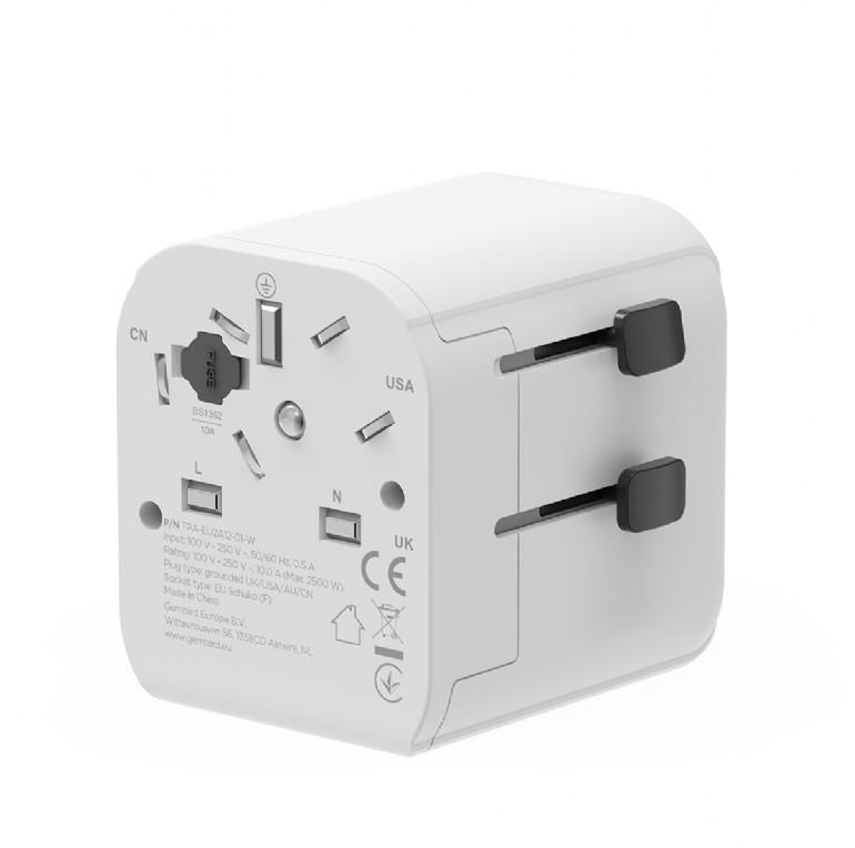 8b89fbf6-7d27-4871-8a88-c6e5d97aa09b Gembird TPA-EU2A12-01-W EU to Universal travel power adapter, 12W, white | Gembird