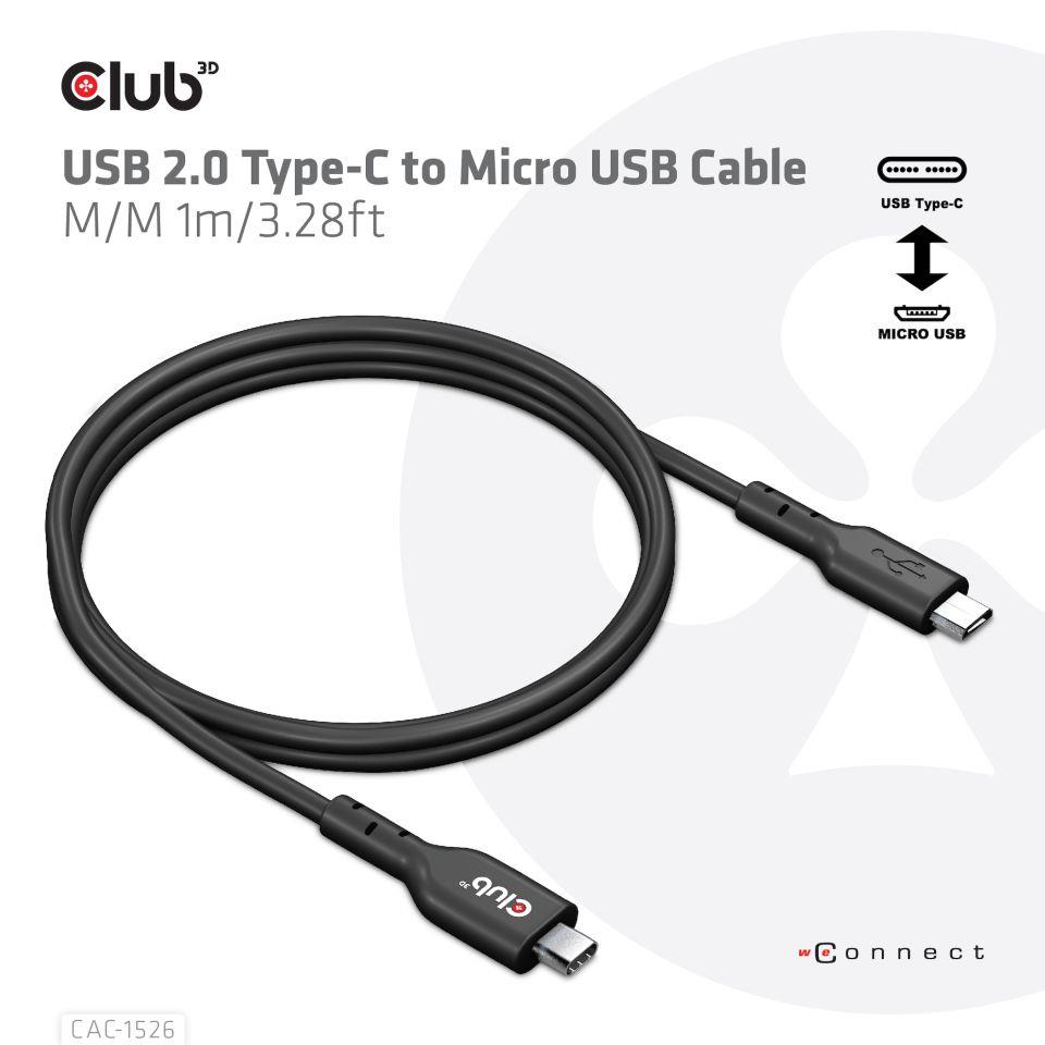 8b9aa2ba-3100-4822-bf27-4977f52cf6e8-1 CABLE USB TO MICRO USB 1M/M/M CAC-1526 CLUB3D